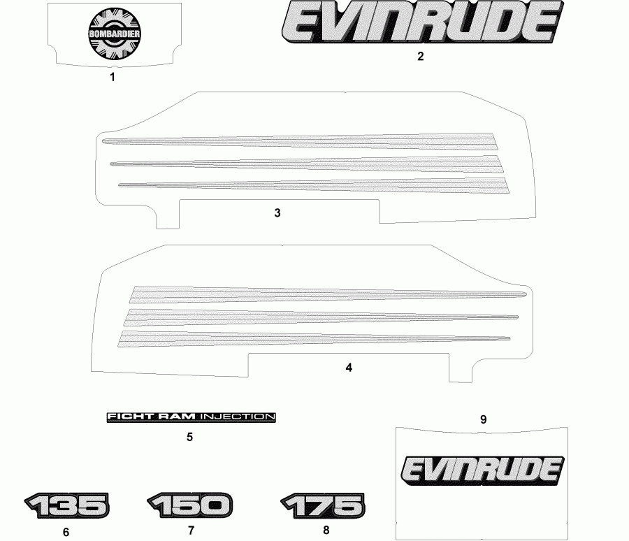  EVINRUDE E150FSLSTD  - cals  Models
