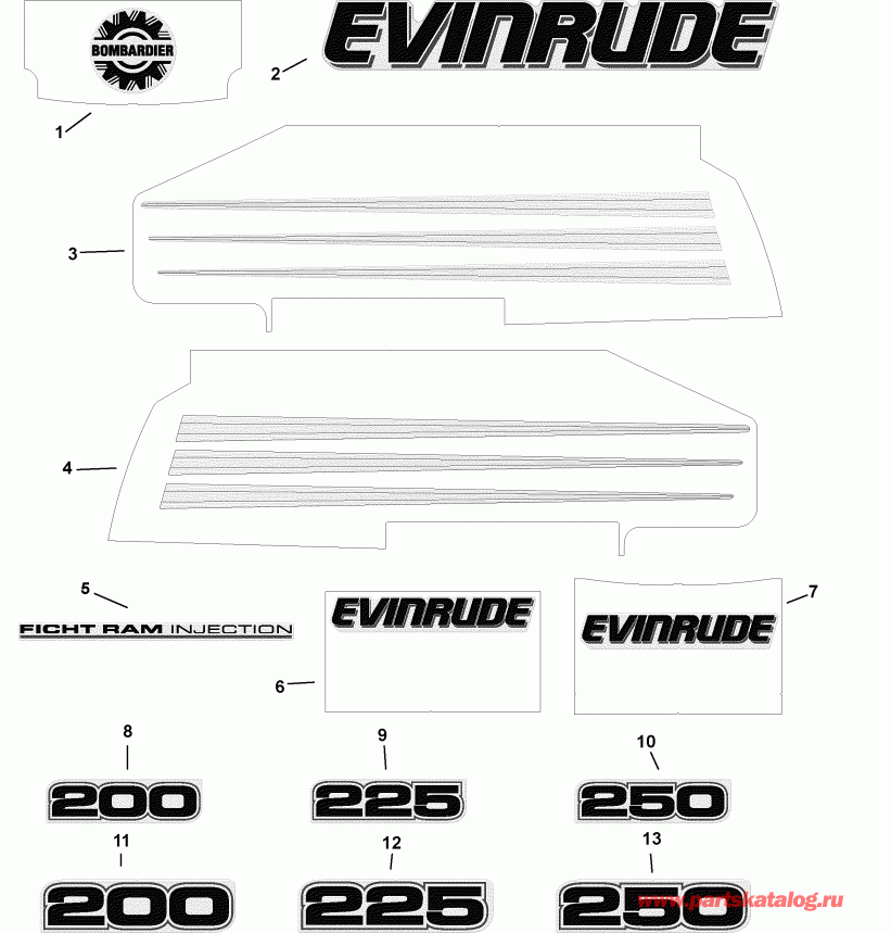   Evinrude E200FSLSTM  -  Models