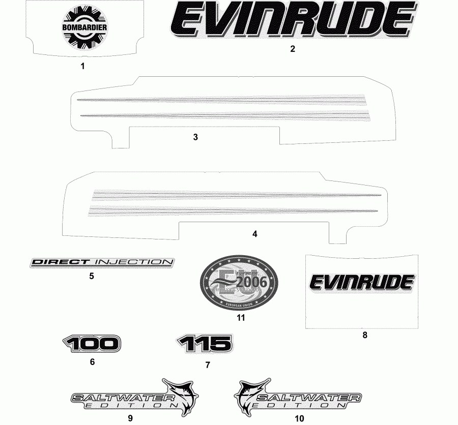 Evinrude E100FSLSRS  - cals  Models / cals White Models