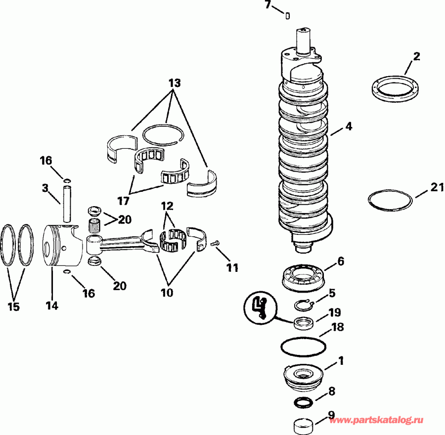  Evinrude E150FPLSRS  - ank &  - ankshaft & Pistons