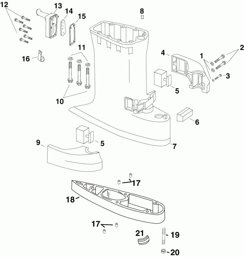 ��������� �������� ����� EVINRUDE E60WDRYSOS  - haust Housing - haust ������