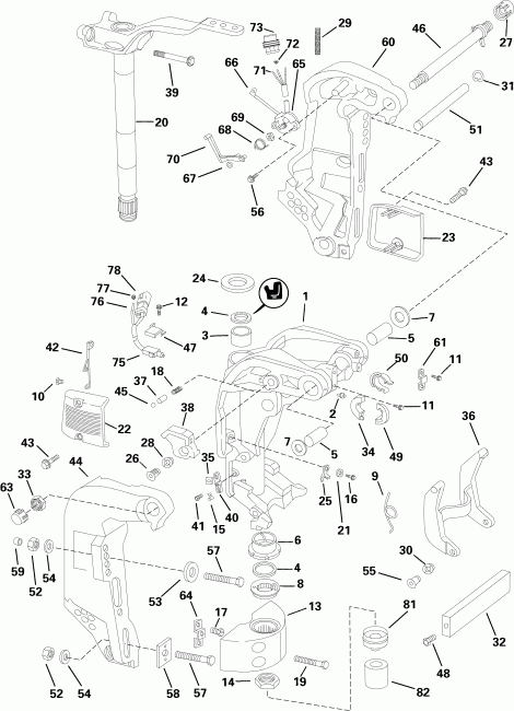 ��������� ��������� Evinrude E90DPXSOR  - ivel ��������� / ivel Bracket