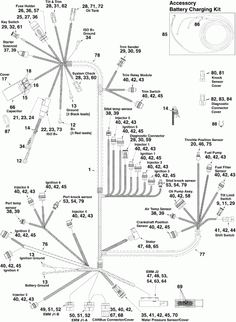 ����� EVINRUDE E300DCXSEC  - ectrical ���� �������� / ectrical Harness