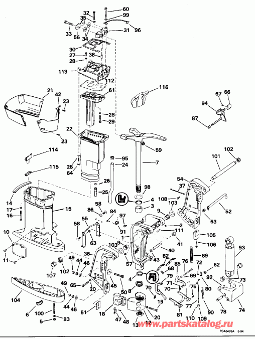�������� ��������� ����� EVINRUDE E65WMLEOC 1995  - dsection / dsection