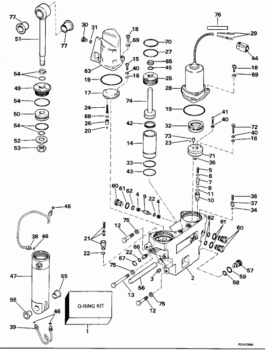 �������� ����� EVINRUDE E85TTLEOR 1995  - wer Trim / tilt Hydraulic Assembly - wer Trim/tilt Hydraulic Assembly