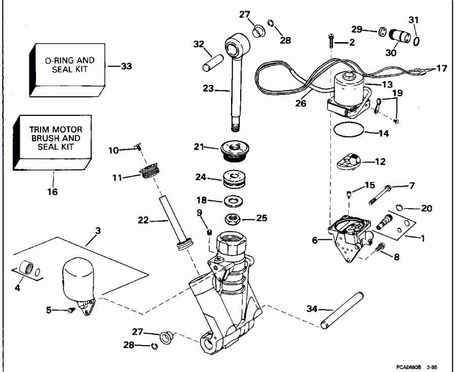 ����� Evinrude E88MSLEOS 1995  - wer Trim/tilt Hydraulic Assembly - wer Trim / tilt Hydraulic Assembly