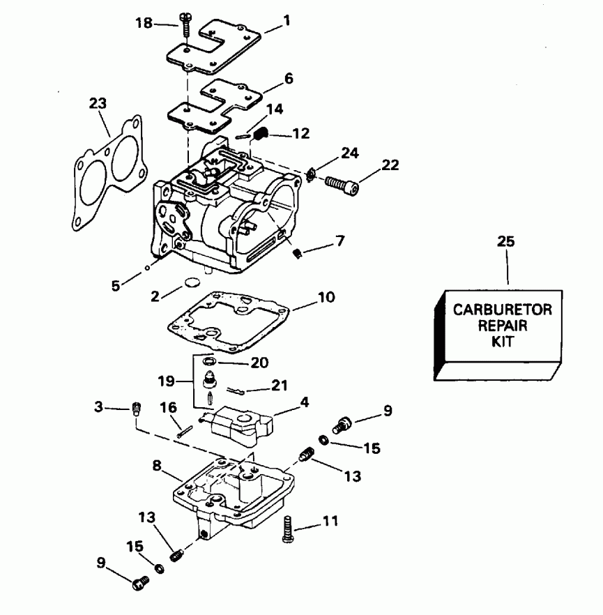 ��������� ��������� Evinrude E112TSLEDR 1996  - rburetor / rburetor