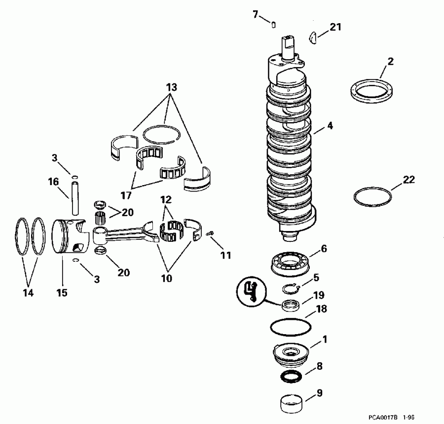   EVINRUDE E175NXEDB 1996  - ank &  / ankshaft & Pistons