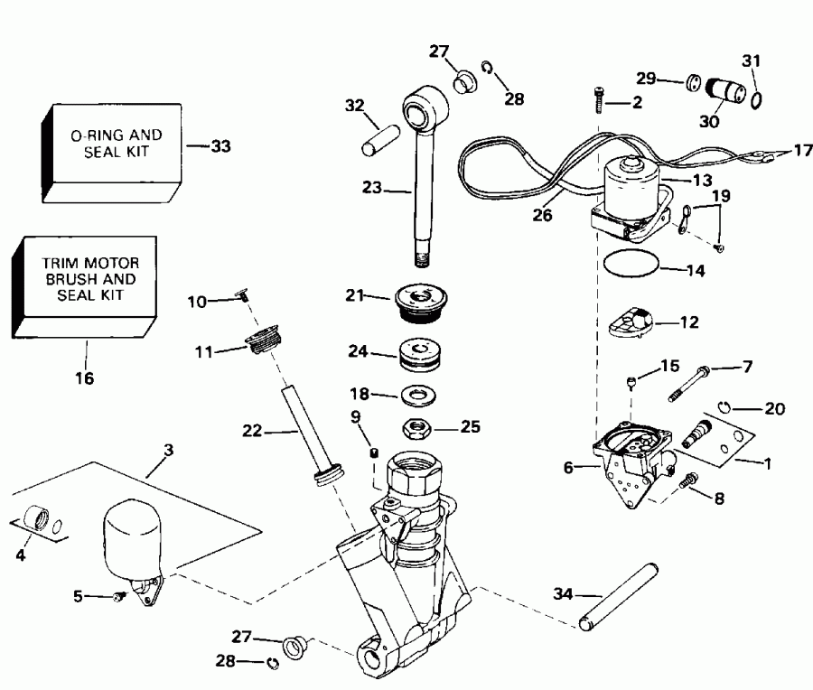    EVINRUDE HE115TXADA 1996  - wer Trim/tilt Hydraulic Assembly
