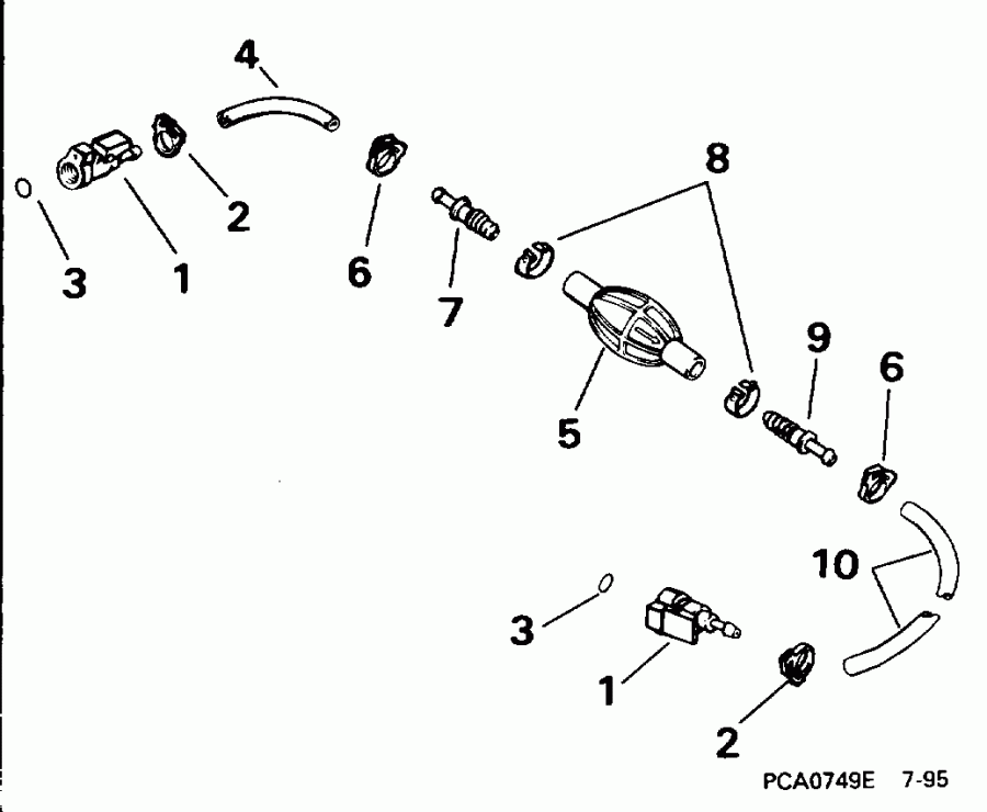 �������� ��������� ����� Evinrude SE55RSLW 1996  - el ����� ��������� ����� 5 / 16 ���� I.d. / el Hose Primer Bulb 5/16 In. I.d.