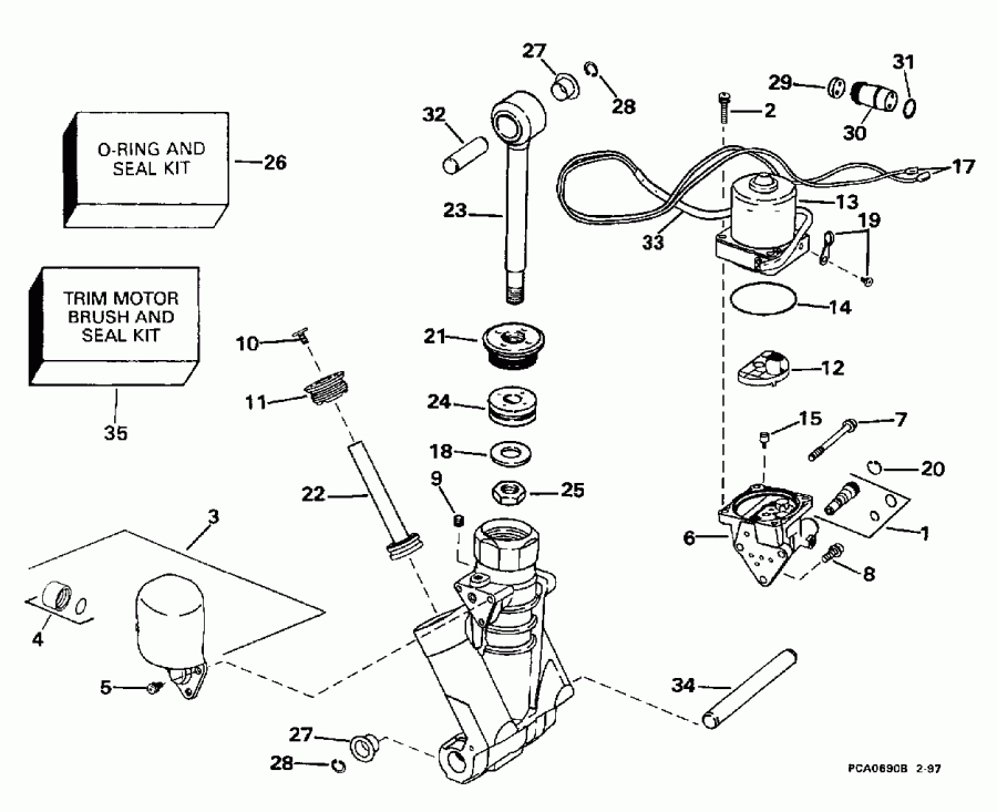 ��������� ��������� EVINRUDE E225CZEUD 1997  - wer Trim/tilt Hydraulic Assembly