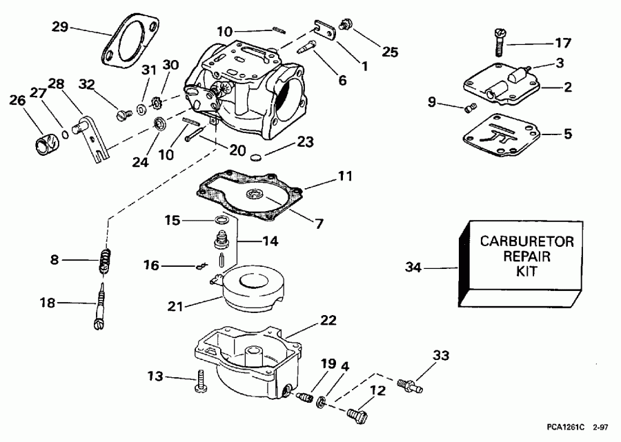   Evinrude E40ELEUC 1997  - rburetor / rburetor