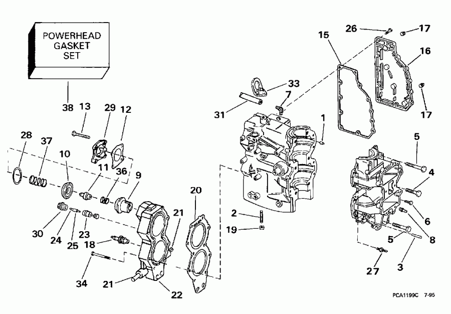    Evinrude E40JREUR 1997  - linder & Crankcase