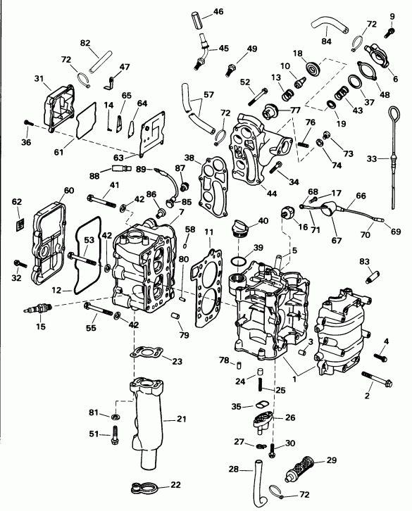 ��������� �������� ����� Evinrude BE8FRBECA 1998  - linder & Crankcase