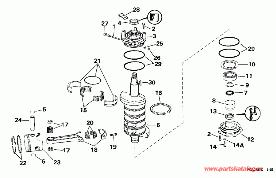 ����� Evinrude E130TXACB 1998  - ankshaft & Piston