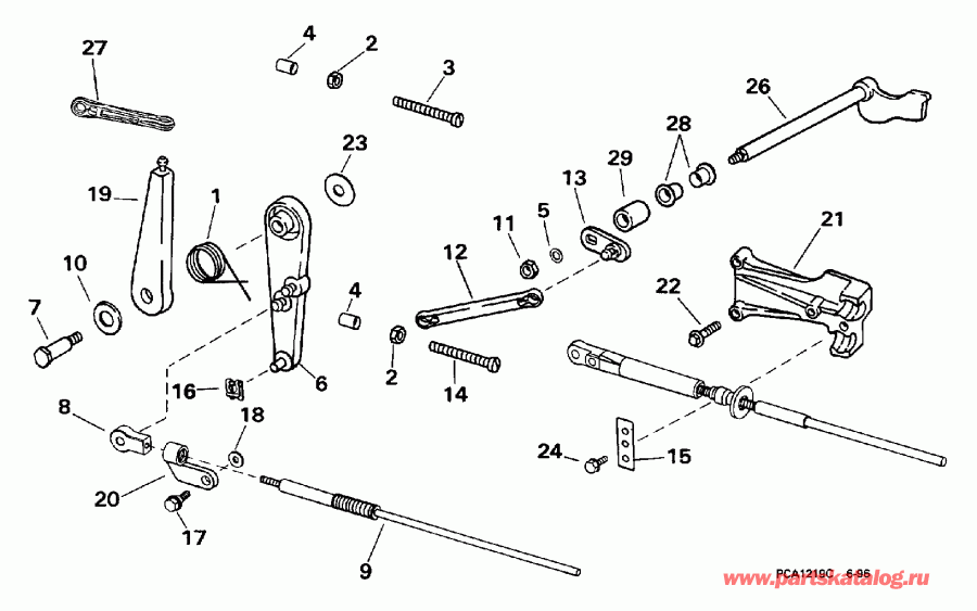   Evinrude E25QLECA 1998  - rottle Linkage