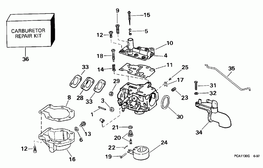   Evinrude E8FRLECA 1998  - rburetor - rburetor