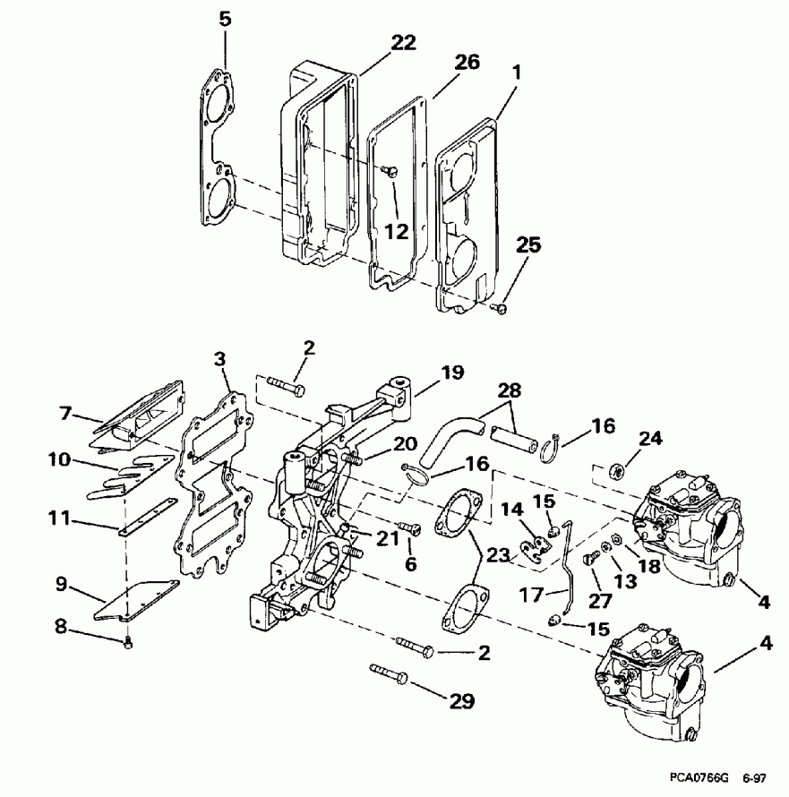  EVINRUDE SE55RSYM2 1998  - take Manifold & Air Silencer / take  & Air 