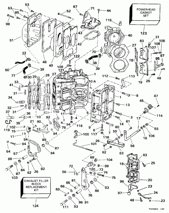    Evinrude XE90TSLECM 1998  - linder & Crankcase / linder &  