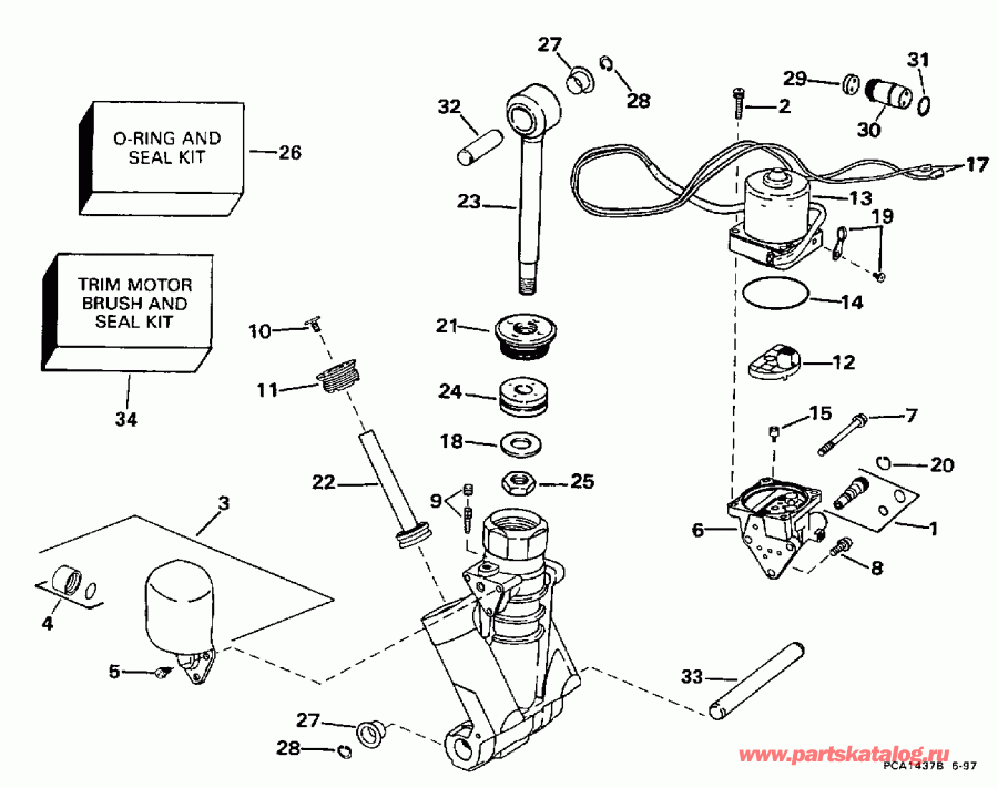  EVINRUDE XE90TSLECM 1998  - wer Trim/tilt Hydraulic Assembly / wer Trim / tilt Hydraulic Assembly