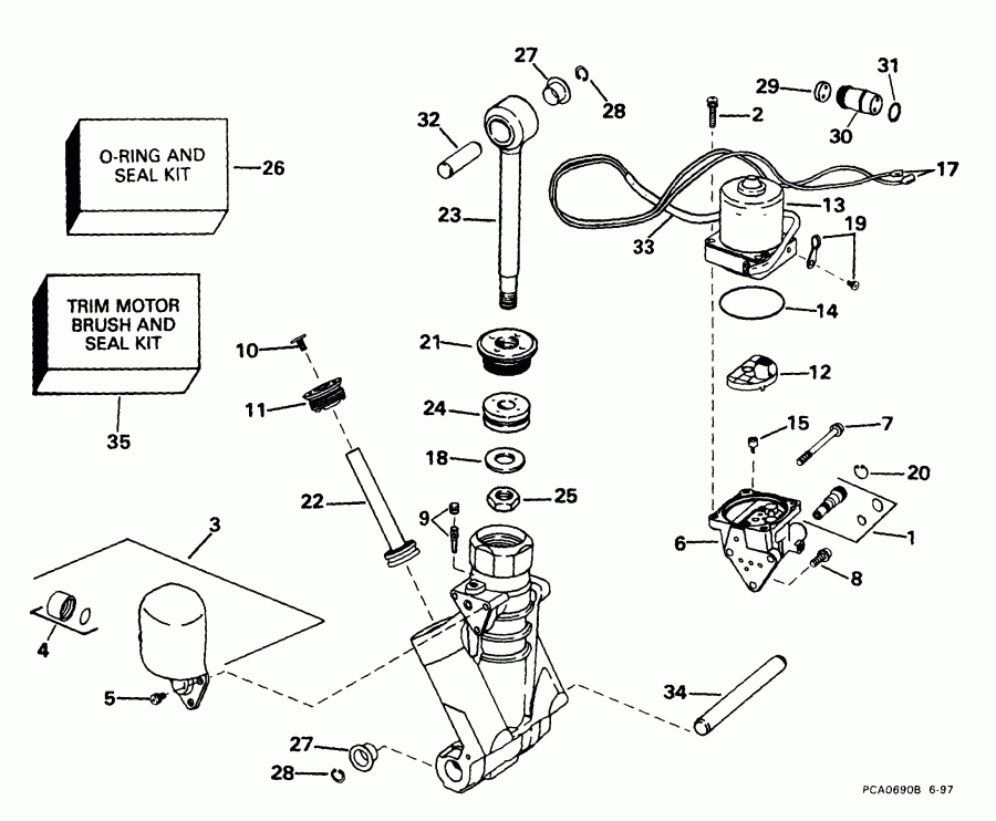 ��������� �������� ����� EVINRUDE E100WPXEEC 1999  - wer Trim/tilt Hydraulic Assembly - wer Trim / tilt Hydraulic Assembly