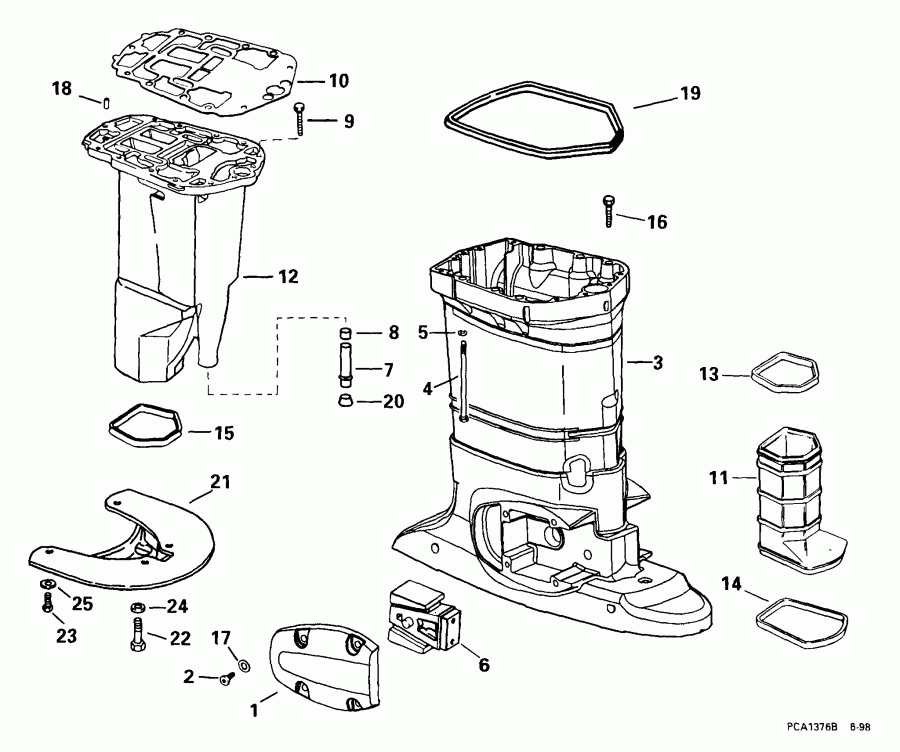�������� ��������� ����� EVINRUDE E150FCXEEA 1999  - haust Housing - haust ������