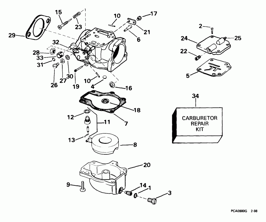 �������� ��������� ����� EVINRUDE E65WELEES 1999  - rburetor - rburetor