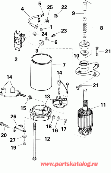 ��������� Evinrude E15R4SSE 4-Stroke, Rope Start, Tiller, 1  - arter Motor & Solenoid / arter Motor & Solenoid