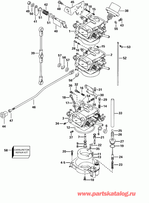    Evinrude E25R4SSS 4-Stroke, Rope Start, Tiller, 1  - rburetor - rburetor
