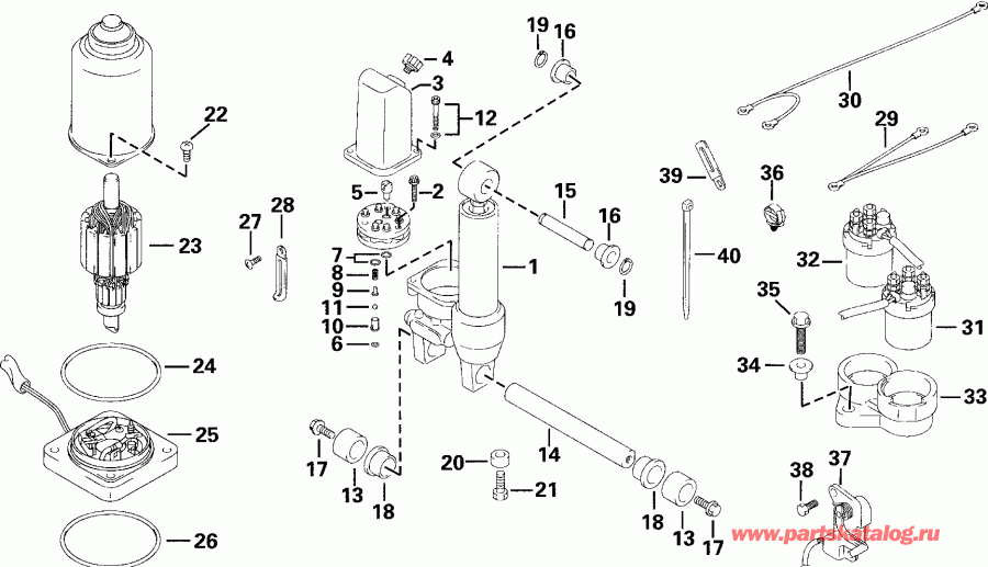 �������� ����� ������� E25R4SSS 4-Stroke, Rope Start, Tiller, 1  - wer Trim/tilt Hydraulic