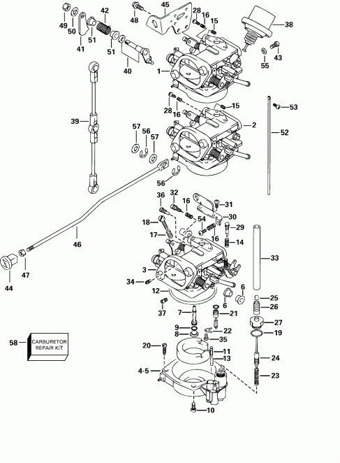 Evinrude E30EL4SSS 4-Stroke, Elec. Start, 20 IN.   - rburetor / rburetor