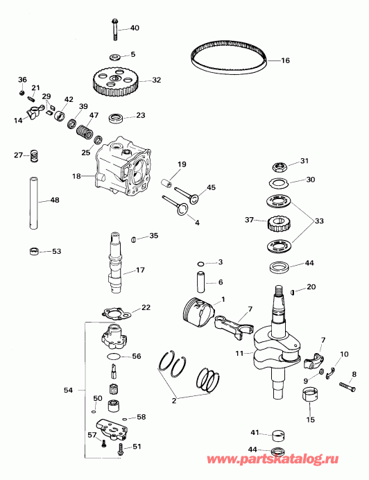   E5RL4SSB 4-Stroke, Rope Start, Tiller, 2  - linder Head   / linder Head And Crankshaft