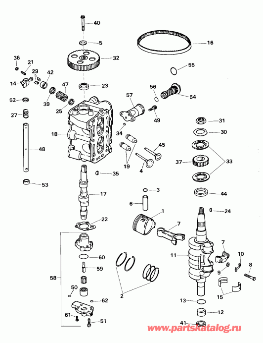   E8R4SSB 4-Stroke, Rope Start, Tiller, 15  - linder Head And Crankshaft - linder Head  