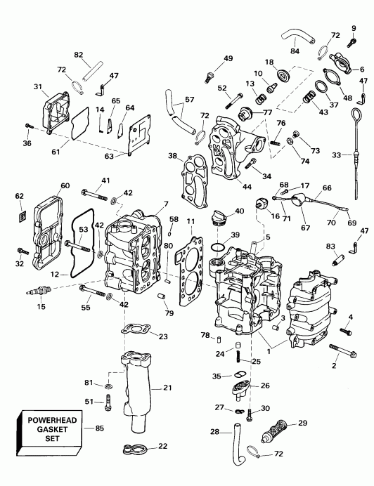    Evinrude E8RVL4SSB 4-Stroke, Rope Start, Tiller,   - linder And Crankcase / linder   