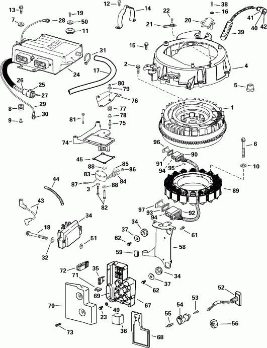  Evinrude RE75FPLSSH FFI, Elec Start, TNT, 20 IN.   - ectrical System