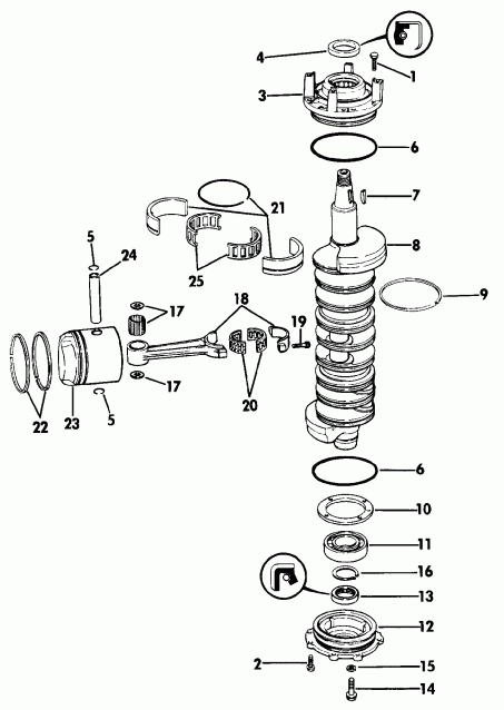 ��������� EVINRUDE E150STLESB 1990  - ankshaft & Piston / ank��� & �������