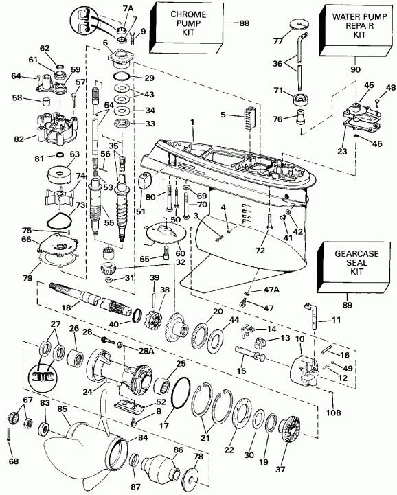 �������� ��������� ����� Evinrude E175TXESE 1990  - �������� Rotation Early P����uction / Standard Rotation Early Production