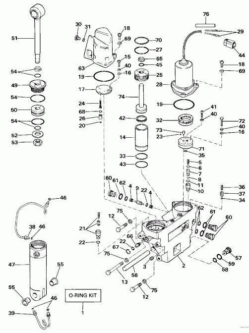  EVINRUDE TE90TLESF 1990  - wer Trim/tilt Hydraulic Assembly / wer Trim / tilt Hydraulic Assembly