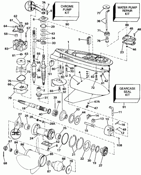 ��������� ����� EVINRUDE VE225PXESS 1990  - Standard Rotation Early Production / �������� Rotation Early P����uction