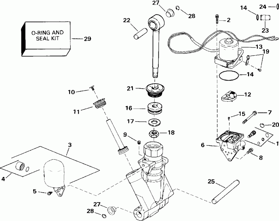 ��������� ����� Evinrude VE200SLEID 1991  - wer Trim/tilt Hydraulic Assembly