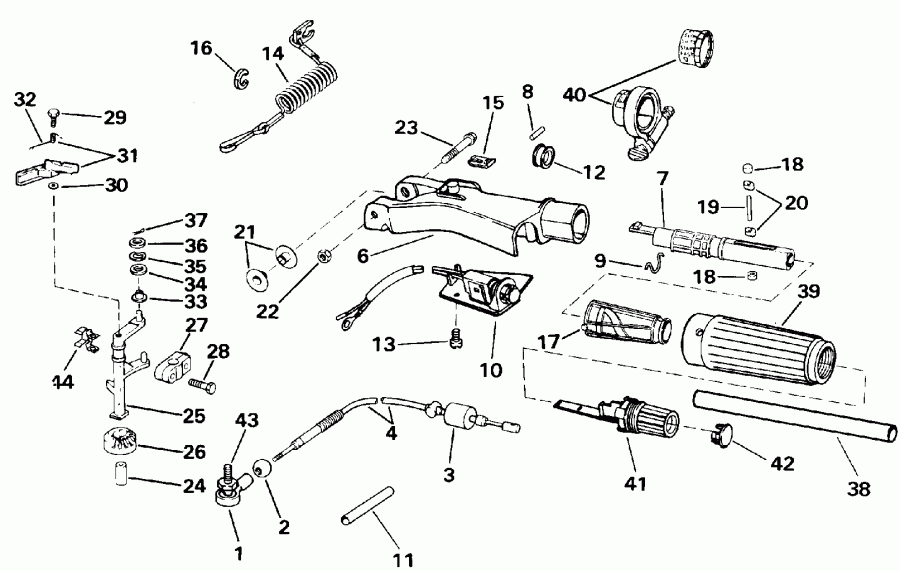 ��������� EVINRUDE E10SELENA 1992  - eering Handle & Throttle Control