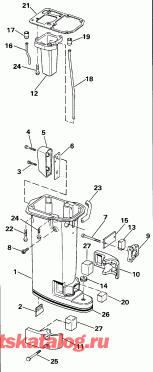 �������� ����� Evinrude E15RENM 1992  - haust Housing - haust ������