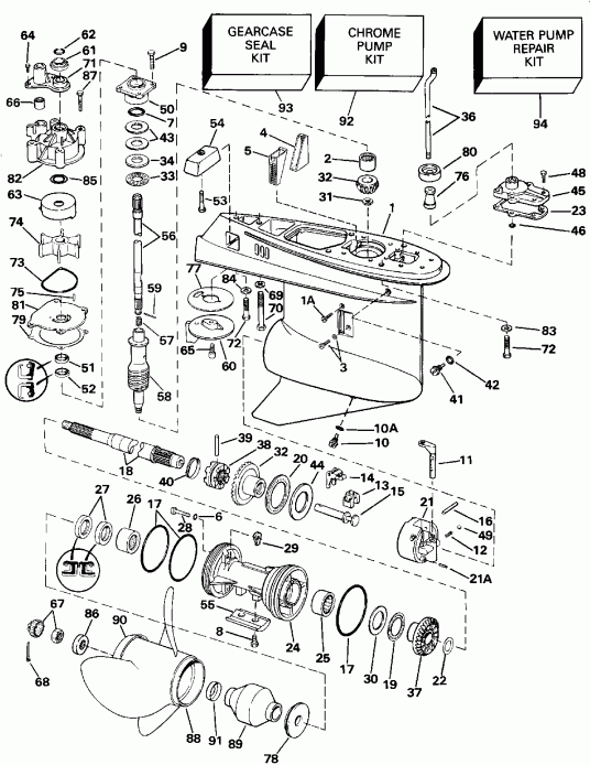    Evinrude E300PXEND 1992  - Standard Rotation /  Rotation