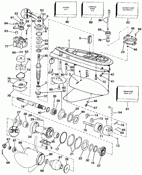   Evinrude VE150ELENC 1992  - wer Trim/tilt Hydraulic Assembly / wer Trim / tilt Hydraulic Assembly