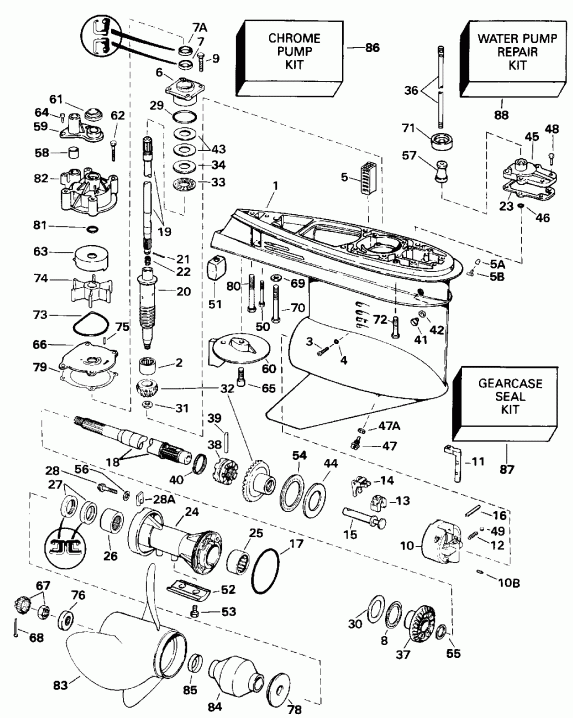 ��������� EVINRUDE VE150EXENC 1992  - �������� Rotation / Standard Rotation