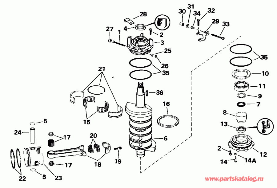   Evinrude E120TLETS 1993  - ankshaft & Piston / ank & 