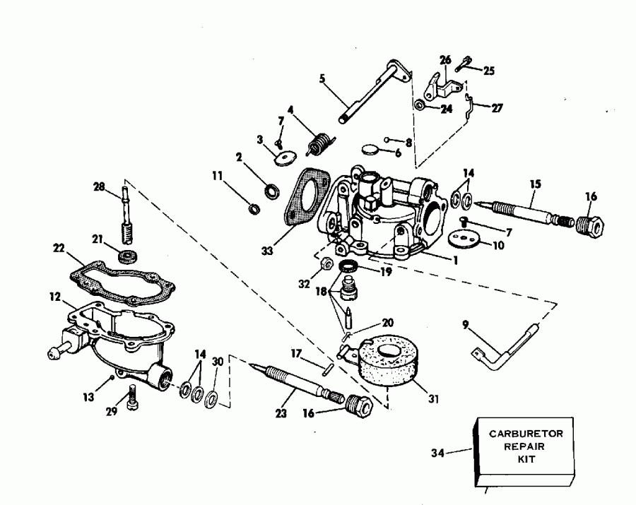  Evinrude 4536A 1975  - rburetor / rburetor