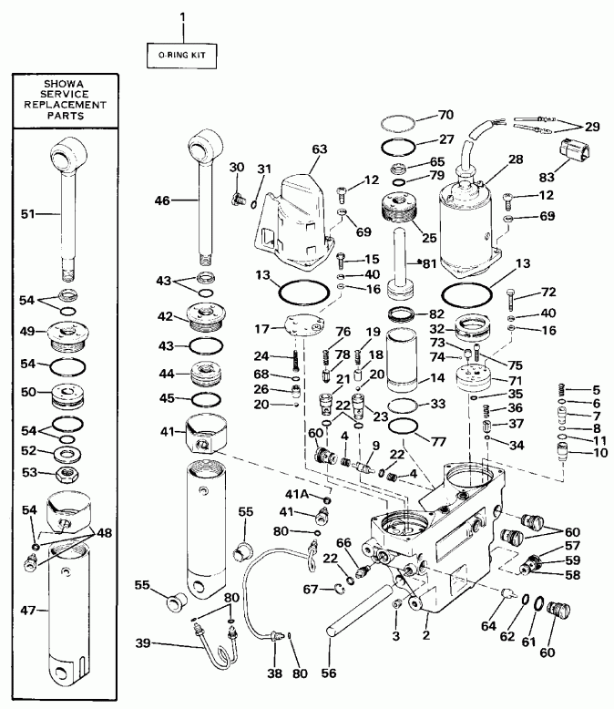     E90TLCRD 1984  - wer Trim/tilt Hydraulic Assembly - wer Trim / tilt Hydraulic Assembly