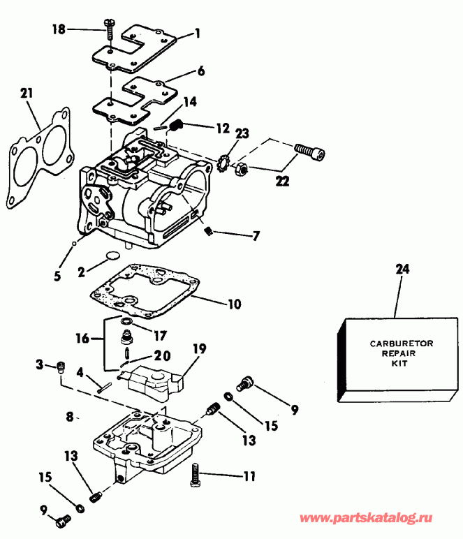   Evinrude W100WTLM 1988  - rburetor / rburetor