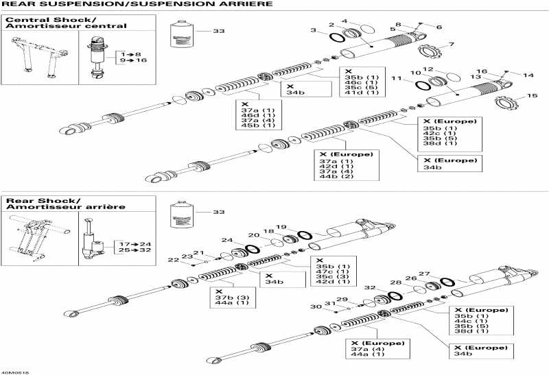 Skidoo Mach Z 1000 SDI Adrenaline & X, 2006 - Take Apart Shock, Rear